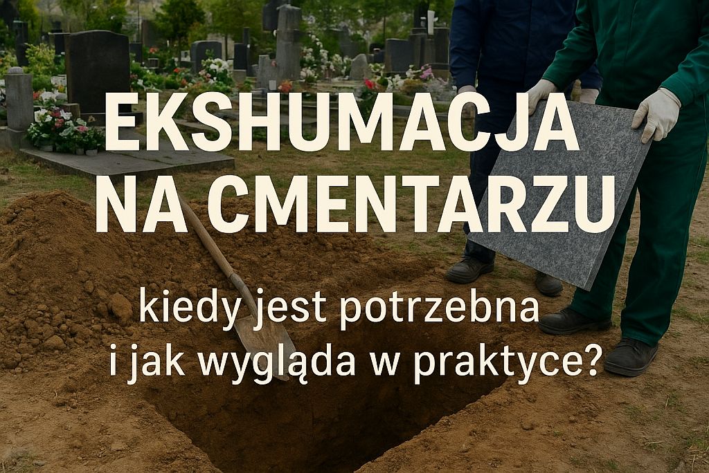 grafika blogowa informująca o tytule tekstu blogowego o ekshumacja na cmentarzu