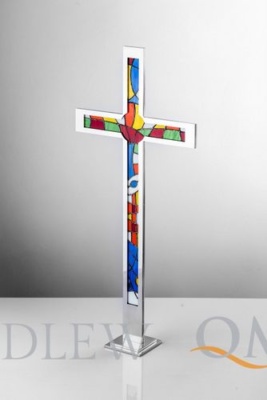krzyż stojący witrażowy KS6w