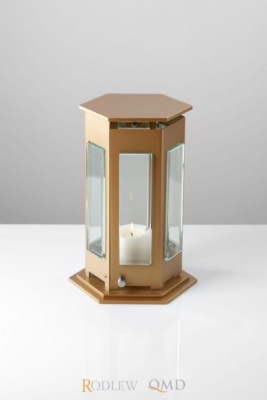 lampion na cmentarz sześciokątny stare złoto l3