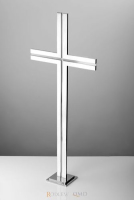 stalowy krzyż stojący z rowkiem satynowym KS11