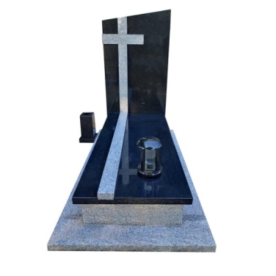 nagrobek pojedynczy z granitów czarny szwed i grissal