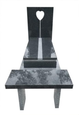 nagrobek pojedynczy z sercem i ławką