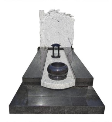 pomnik pojedynczy z granitów viscount white i czarny szwed