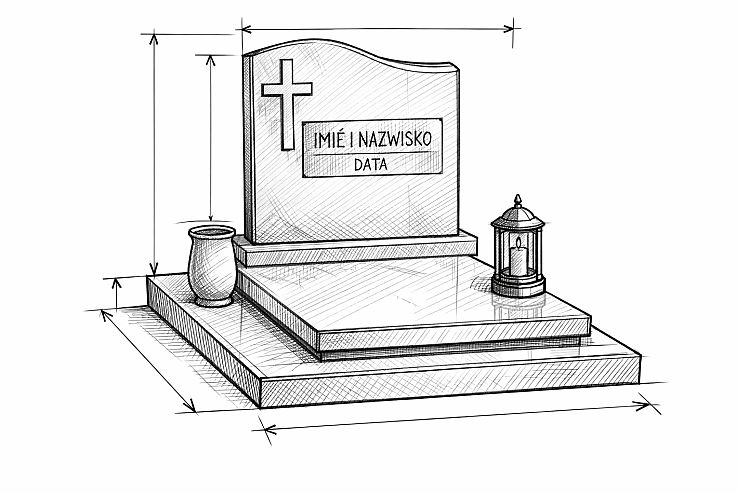 nagrobki urnowe oferowane w luxstone granity w zielonej górze - szkic pomnika